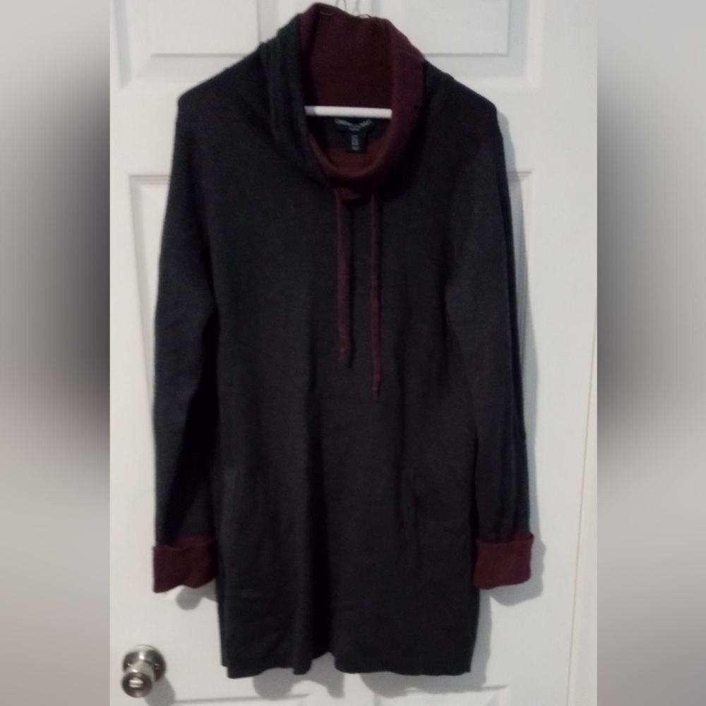 Cynthia Rowley Charcoal and Burgundy Mini Dress